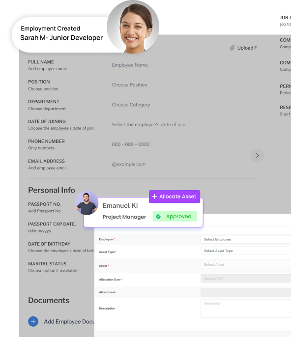 Smart onboarding dashboard for candidate hiring and employee onboarding in ResourceInn HRMS.