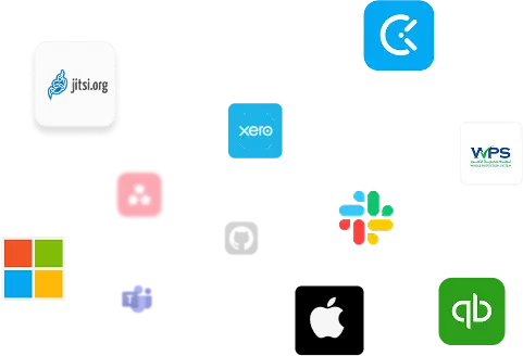 Integration icons of connected business and HR applications in ResourceInn HRMS.