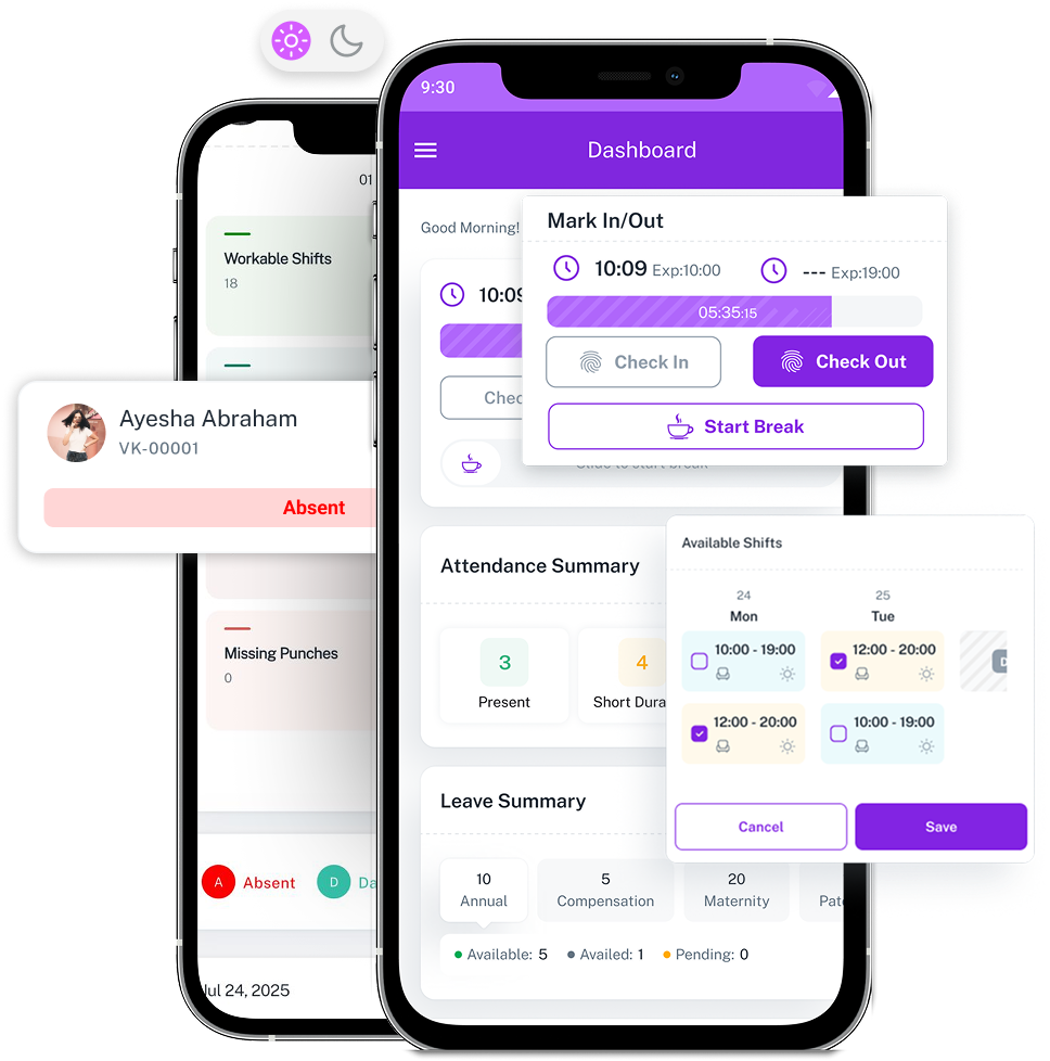 mobile popup HR app interface