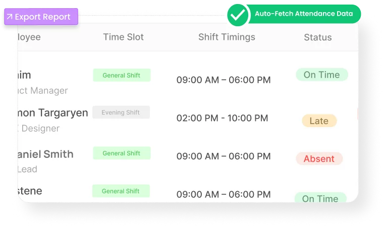 auto fetching attendance data timesheet UI