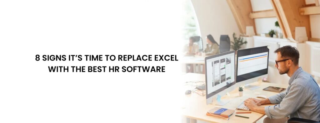 An employee using excel and best HR software while comparing both.
