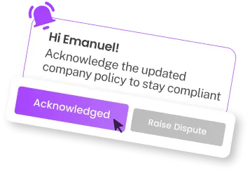 HR policy update notification UI