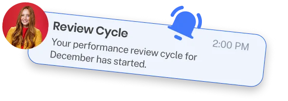 performance review cycle popup notification UI
