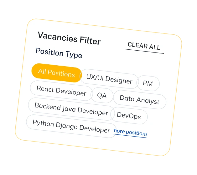vacancies filter recruitment software UI