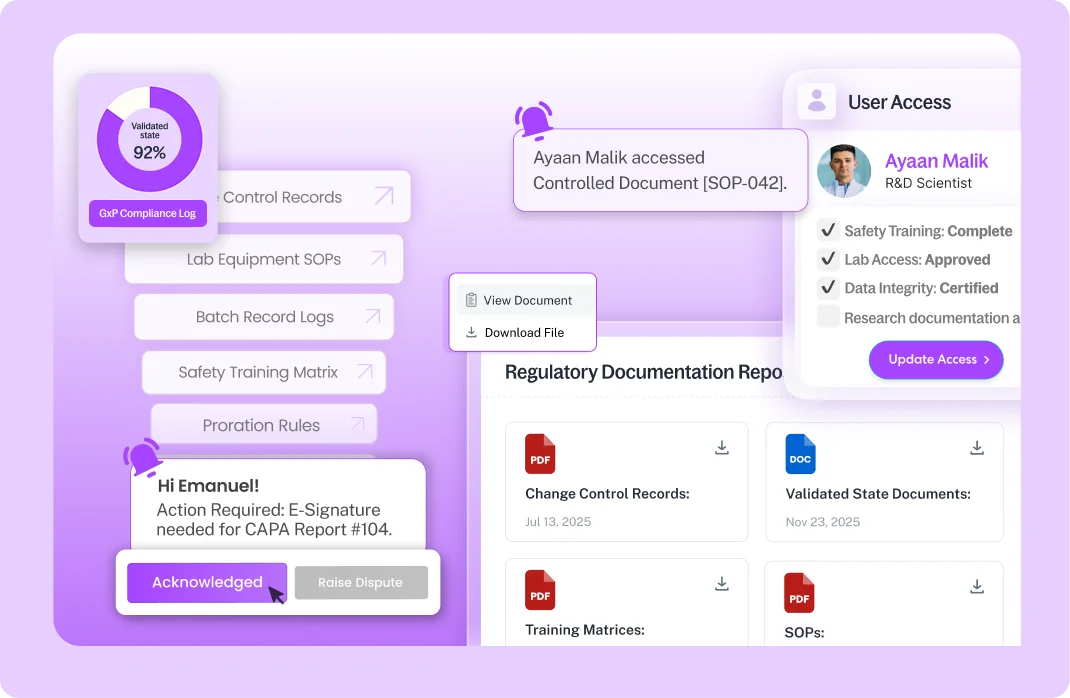 Employee compliance and documentation dashboard for workforce record management in ResourceInn HRMS.