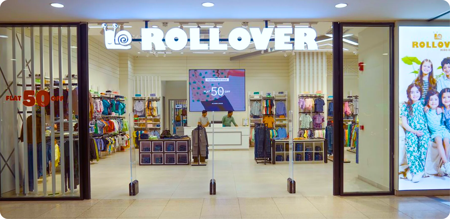 Banner image of Rollover kids wear outlet using ResourceInn HRMS software for HR operations
