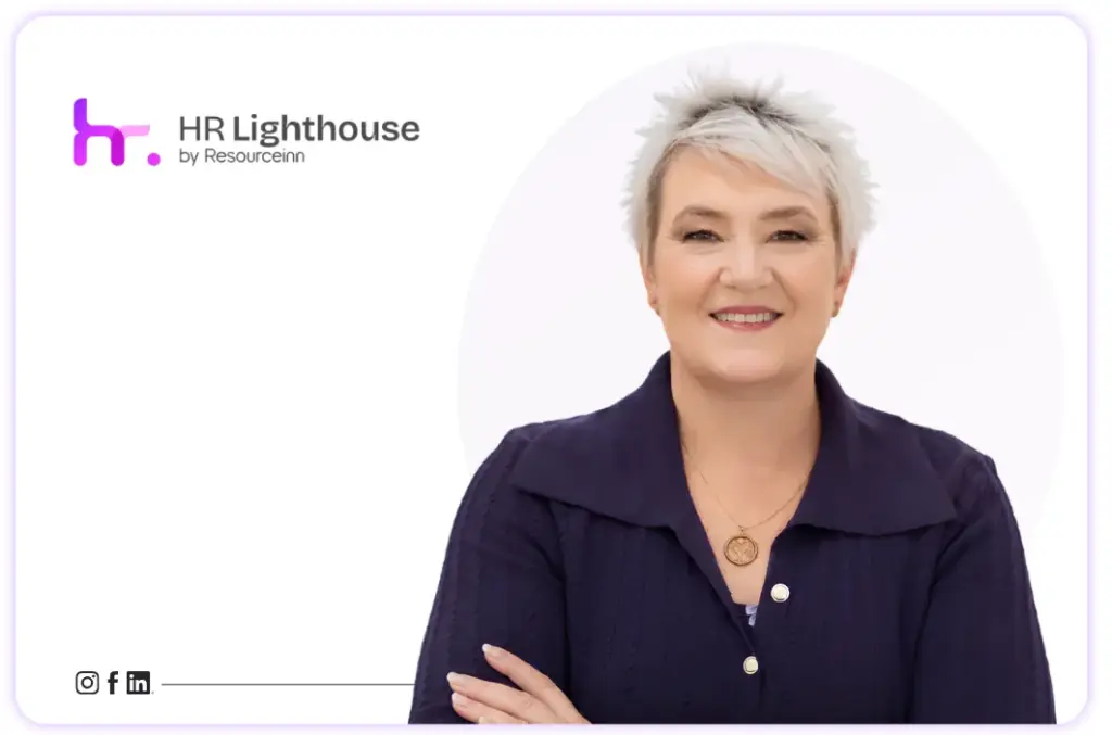 ResourceInn banner featuring HR Manager Elisia Coetzee and her professional profile.