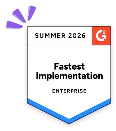 G2 Fastest Implementation Enterprise Badge 2026 displayed for ResourceInn HRMS.