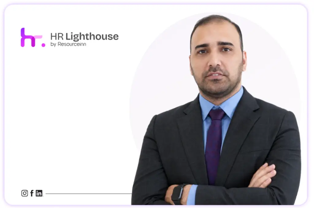 Banner image of HR Manager Nahyan Jasim on the ResourceInn HR community platform.