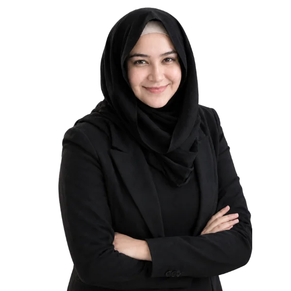 Professional profile photo of HR Manager Aliza without background.