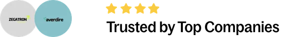 "Trusted by Top Companies" banner with logos of Zegatron and Averdire