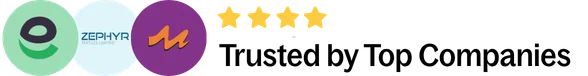 Trusted by Top Companies graphic showing logos of Atif Ali Shah's employers with a four-star rating