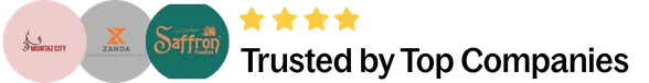 Logos of top companies Mubashir Hassan has worked with, shown as Trusted by Top Companies