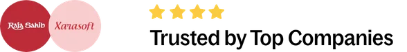 Trusted by Top Companies graphic showing logos of Sabir Mehmood's employers with a four-star rating